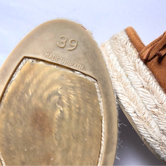 NWOT Castaner Open Toe Brown Suede Fringe Wedges Made In Spain Size 39 US 8 - Picture 14 of 14